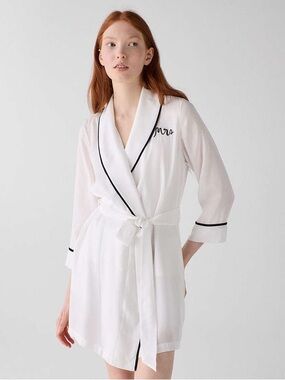 Kate Spade Mrs Robe White Short Women’s Bridal Wedding M Medium MISSING BELT